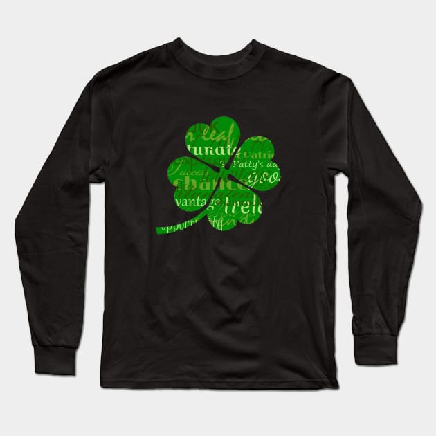 Irelands St patricks day worded 4 leaf shamrock Long Sleeve T-Shirt by ownedandloved